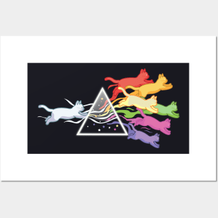 Cat Rainbow Prism Light Funny Physics Science Spectral Cat Posters and Art